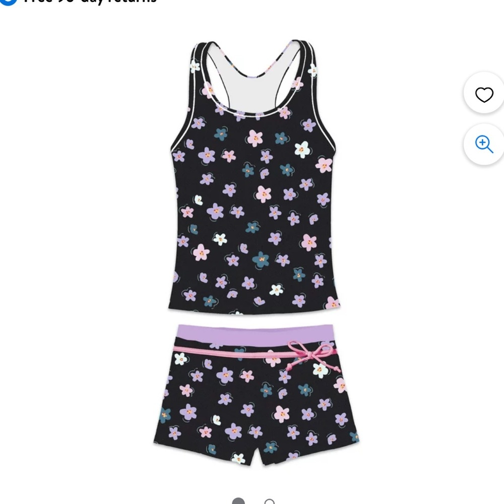 PROALLO Girls Two-Piece Swimsuit with Boyshorts Vest-Style Tankini NWT